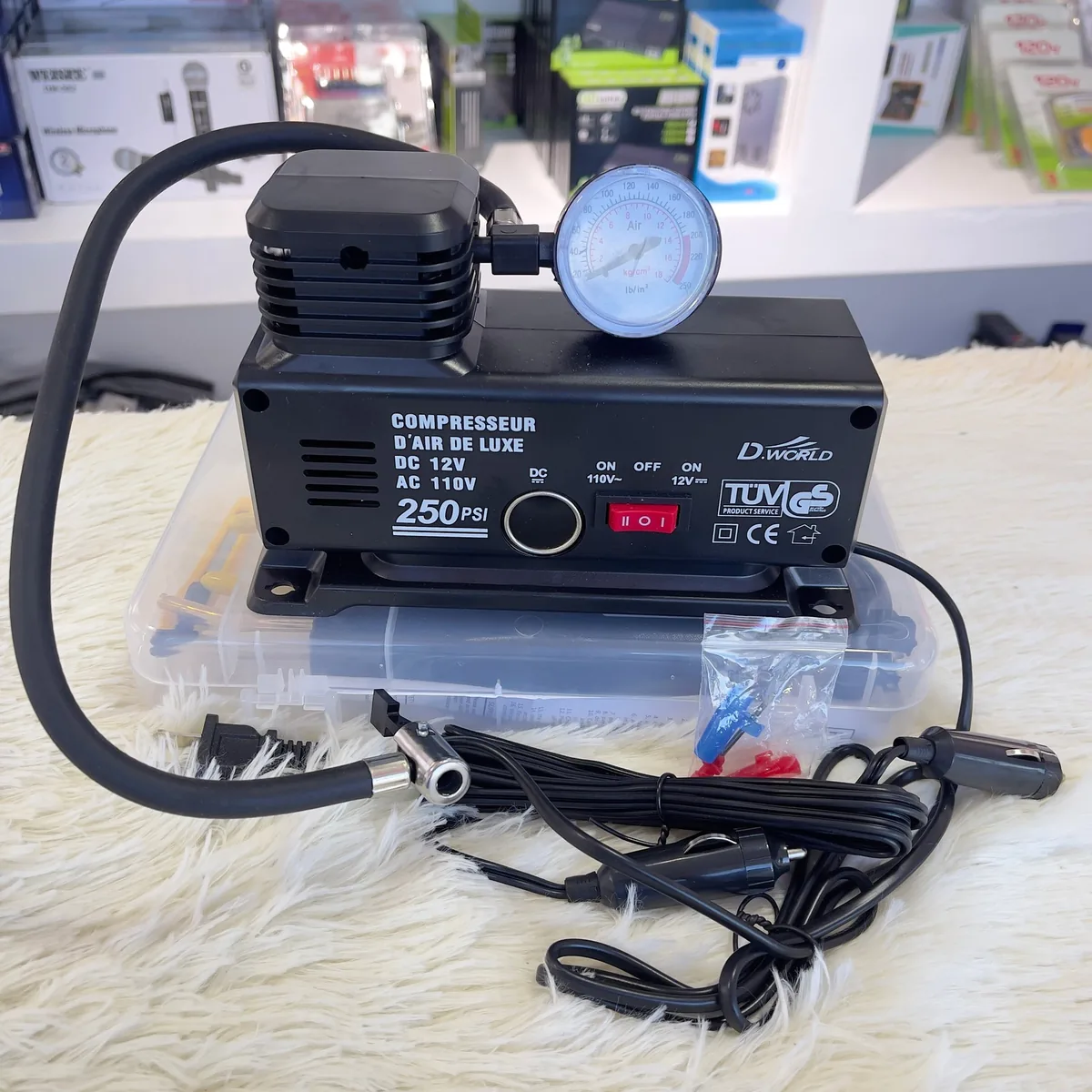 Compresor de Aire Portátil 12V / 110V 250 PSI